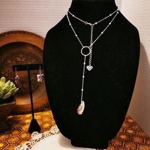 Viva Beads Y Shape Necklace with Psychedelic Pendant and Earring Set
